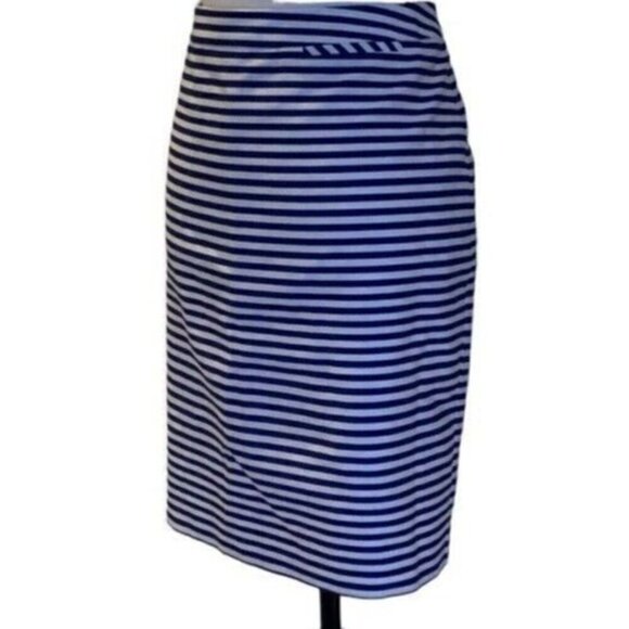 Halogen Womens Blue White Striped Straight Pencil Skirt Size 14 Lined Classy - Picture 2 of 16